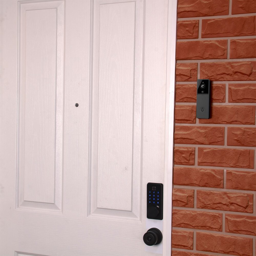 full hd video doorbell black in wall